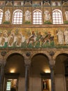 Mosaic walls of Catherdal Sant Apollinare Nuovo Royalty Free Stock Photo