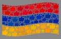 Waving Voting Armenia Flag - Mosaic of Thumb Up Elements