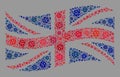 Waving Great Britain Flag - Collage of Covid Virus Items