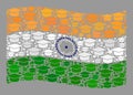 Graduation Waving India Flag - Mosaic with Graduation Cap Objects