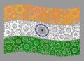 Waving Industrial India Flag - Mosaic with Cog Wheels