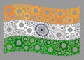 Waving Industrial India Flag - Mosaic with Gear Items