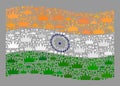 Royalty Waving India Flag - Mosaic with Crown Items