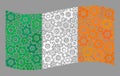 Waving System Ireland Flag - Mosaic of Cog Wheels