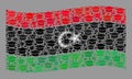 Graduation Waving Libya Flag - Mosaic of Graduation Cap Objects