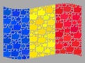 Waving Voting Romania Flag - Mosaic of Like Elements
