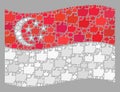 Waving Confirmation Singapore Flag - Collage with Like Elements