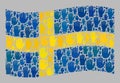 Waving Voting Sweden Flag - Mosaic of Raised Solution Arms