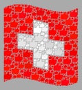 Waving Confirmation Swiss Flag - Mosaic with Thumb Up Icons