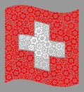 Waving System Swiss Flag - Collage with Cog Items