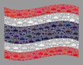 Royalty Waving Thailand Flag - Mosaic of Crown Items