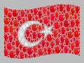 Waving Electoral Turkey Flag - Collage of Raised Up Ballot Arms