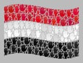 Waving Voting Yemen Flag - Mosaic of Raised Support Arms