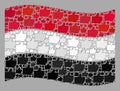 Waving Selection Yemen Flag - Mosaic with Thumb Up Elements