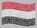 Waving Music Yemen Flag - Collage of Music Notes