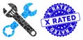 Mosaic Wrenches Icon with Distress X Rated Stamp