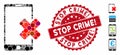 Collage Wrong Smartphone Icon with Distress Stop Crime! Seal