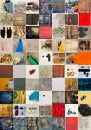 Mosaic of 7x10 of abstract square images. Unique set of squares Royalty Free Stock Photo