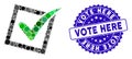 Collage Yes Poll Icon with Scratched Vote Here Stamp