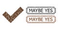 Maybe Yes Grunge Stamps with Notches and Yes Mosaic of Coffee Grain Royalty Free Stock Photo