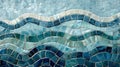 Mosaiclike patterns in cool ocean tones mirroring the intricate and everchanging nature of waves.