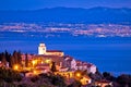 Moscenice skyline and Kvarner bay evening view Royalty Free Stock Photo