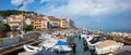 MOSCENICKA DRAGA, CROATIA, August 8th, 2019 - pictorial harbor with fishing boats and pictorial village