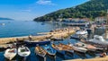 Moscenicka Draga - A small marina full of boats parked alongthe calm surface of the Mediterranean Sea Royalty Free Stock Photo