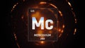 Moscovium as Element 115 of the Periodic Table 3D illustration on orange background