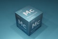 Moscovium, 3D rendering of symbols of the elements of the periodic table, atomic number, atomic weight, name and symbol. Education