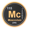 Moscovium Mc chemical element. 3D rendering Royalty Free Stock Photo