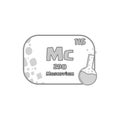 Moscovium number 115. Atomic symbol graphic. Chemical element plate. Science vector chart.