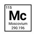 Moscovium periodic table element icon vector illustration Royalty Free Stock Photo