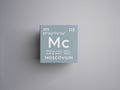 Moscovium. Post-transition metals. Chemical Element of Mendeleev\'s Periodic Table. 3D illustration Royalty Free Stock Photo