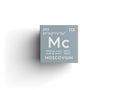 Moscovium. Post-transition metals. Chemical Element of Mendeleev\'s Periodic Table. 3D illustration Royalty Free Stock Photo