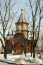 Wooden Church in Snow, Moscow, Russia Royalty Free Stock Photo