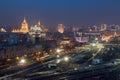 Kievsky railway station at night. Russian