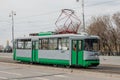 MOSCOW - APRIL 20 2019:LM-2000 71-135 old tram on the Boulevard Ring