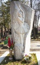 MOSCOW - APRIL 21, 2014: Novodevichye cemetery, monument on grave of ballet dancer Galina Ulanova