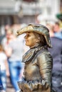 MOSCOW - ARBAT, Russia - AUGUST 22,2012, Woman imitate the bronze statue