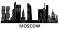 Moscow architecture vector city skyline, travel cityscape with landmarks, buildings, isolated sights on background