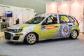 MOSCOW - AUG 2016: Lada VAZ Kalina 2192 SMP Racing presented at MIAS Moscow International Automobile Salon on August 20, 2016 in M