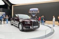 MOSCOW, AUG.31, 2018: New all wheel drive powerful Russian luxury car Aurus Senat on automotive exhibition MMAC 2018. Executive ca