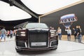 MOSCOW, AUG.31, 2018: New all wheel drive powerful Russian luxury car Aurus Senat on automotive exhibition MMAC 2018. Executive ca