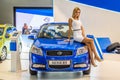 MOSCOW - AUG 2016: Ravon Nexia R3 presented at MIAS Moscow International Automobile Salon on August 20, 2016 in Moscow, Russia