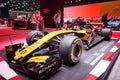 MOSCOW, AUG.31, 2018: View on Formula One race car of Renault team on exhibition stand on MMAC 2018. Automobile show of luxury and Royalty Free Stock Photo