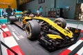 MOSCOW, AUG.31, 2018: View on Formula One race car of Renault team on exhibition stand on MMAC 2018. Automobile show of luxury and Royalty Free Stock Photo