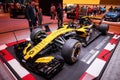 MOSCOW, AUG.31, 2018: View on Formula One race car of Renault team on exhibition stand on MMAC 2018. Automobile show of luxury and Royalty Free Stock Photo