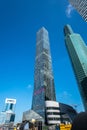 MOSCOW - AUGUST 31, 2017: Futuristic view of Moscow-City skyscrapers. Moscow-City (Moscow International Business Center) is a mod