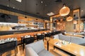 MOSCOW - AUGUST 2014: Interior of a Japanese restaurant bar and lounge Royalty Free Stock Photo